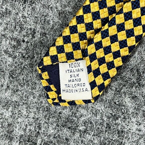 Paul Fredrick Tie Mens 54" Italian Silk Abstract Design Formal Yellow Made USA - Picture 5 of 8